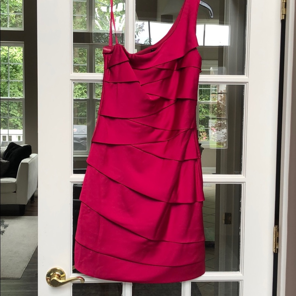 Max and Cleo BCBG  fushia one shoulder dress New